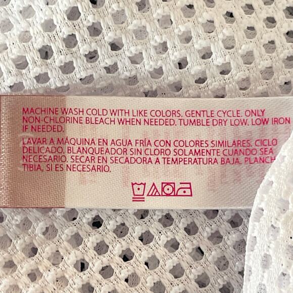 No Boundaries White Mesh Crochet Granny Square Inset Swim Cover Sz MED Cottage - Picture 7 of 8